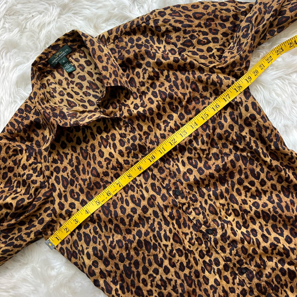 Lauren Jeans Co. Womens Button Up Shirt Brown Leopard Long Sleeve Blouse M - Picture 5 of 6